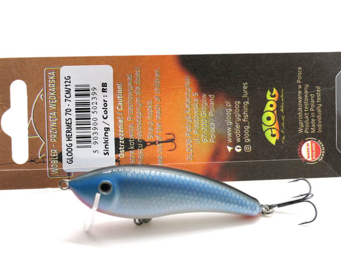Gloog Hermes 70S 7cm, 12gr (Sinking), RB (Roach Blue) - imagine 7
