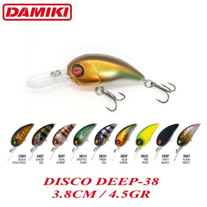 Damiki Disco Deep-38 3.8CM, 4.5gr (Floating), 236H (Black Gold Holo) - imagine 2