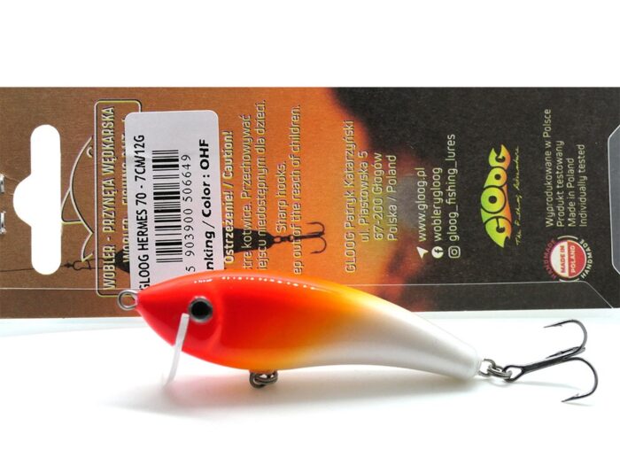 Gloog Hermes 70S 7cm, 12gr (Sinking), OHF (Orange Head Fluo) - imagine 7