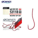 Owner carlige Worm SP-BH cu ochet si spini pe tija, serie 53118, culoare Red, marime 12 (9buc/plic)