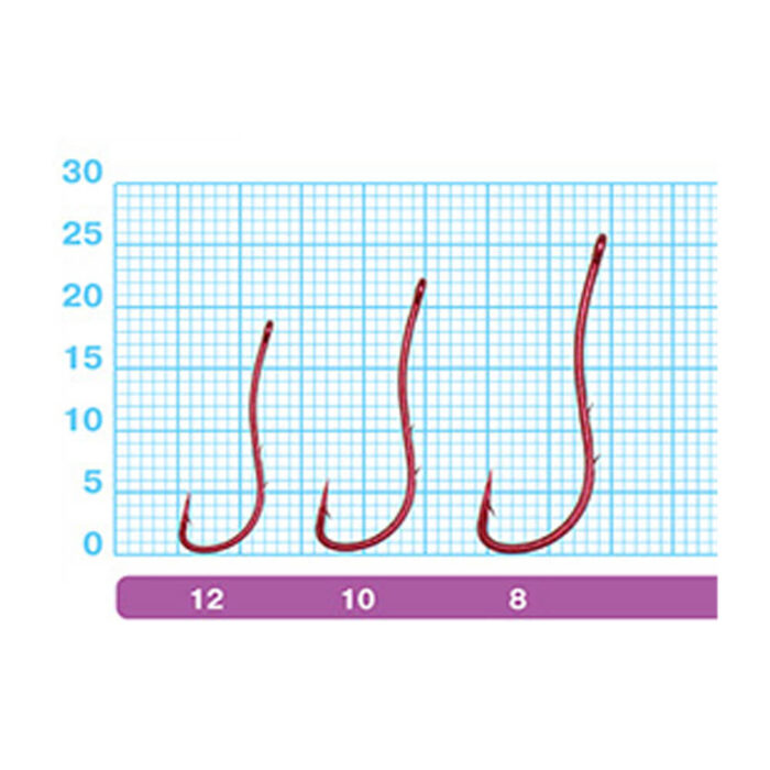 Owner carlige Worm SP-BH cu ochet si spini pe tija, serie 53118, culoare Red, marime 12 (9buc/plic) - imagine 2
